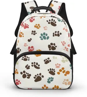 Dog Paw Backpack for Girls Large Capacity School Bags with Zipper Compartment 15 Inch Polyester Bookbag for Primary School Travel Casual Book Bag