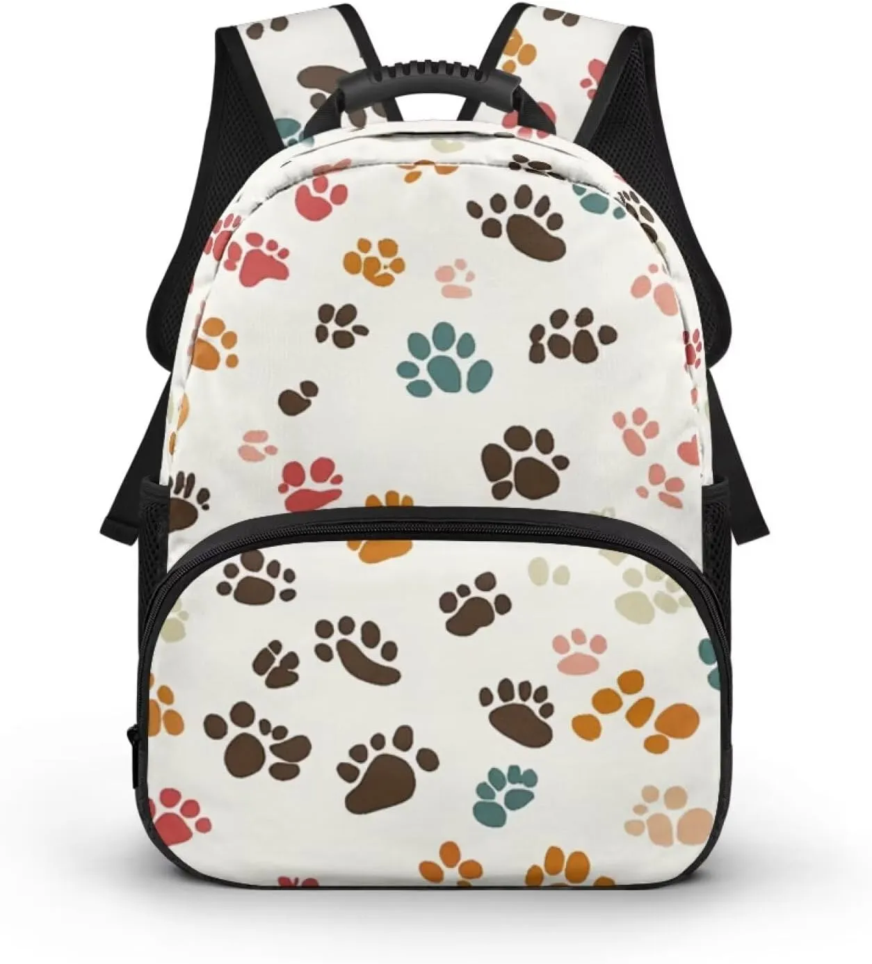Dog Paw Backpack for Girls Large Capacity School Bags with Zipper Compartment 15 Inch Polyester Bookbag for Primary School Travel Casual Book Bag
