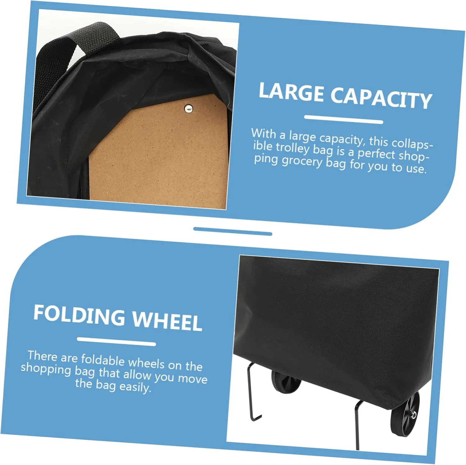 DOITOOL Collapsible Trolley Bag Reusable Grocery Shopping Bag with Storage Wheels