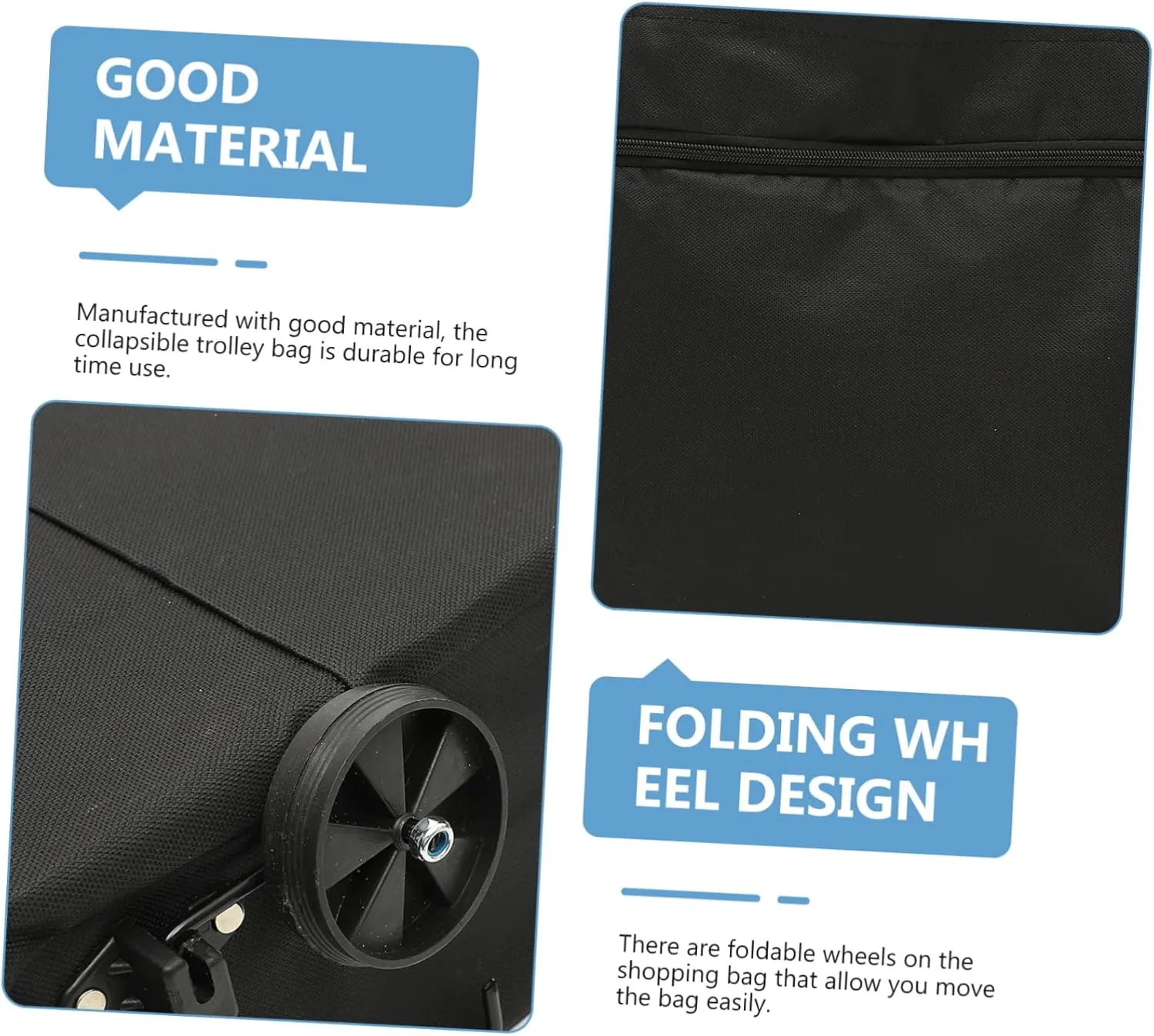 DOITOOL Collapsible Trolley Bag Reusable Grocery Shopping Bag with Storage Wheels