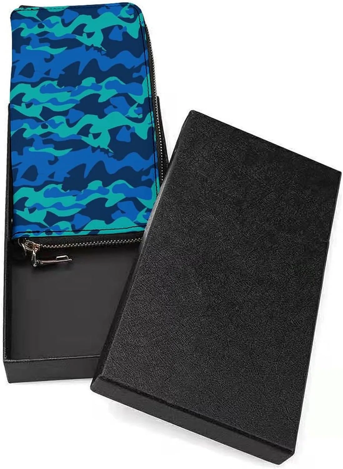 Dolphin Camo Women's Leather Long Large Capacity Wallet Clutch Wallet with Hand Strap