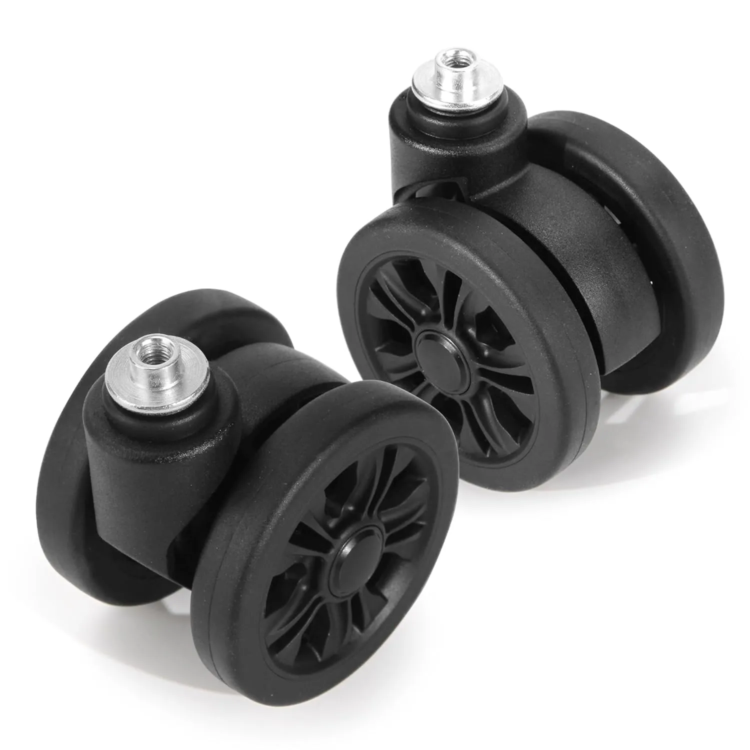 Domiella 2 Pack Luggage Replacement Wheels, Universal Suitcase Swivel Caster Wheels, Rubber Suitcase Trolley Wheels Repair Kit Luggage Wheels Replacement, OD 55 mm