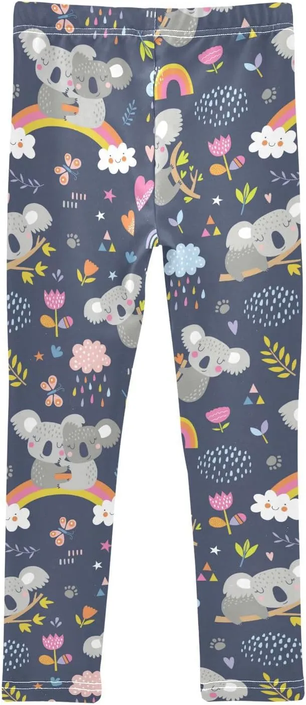 DOMIKING Cute Cat Kitten Cartoon Girl's Leggings Pants Kids' Yoga Pants Stretchy Dance Tights Bottoms 4 Years