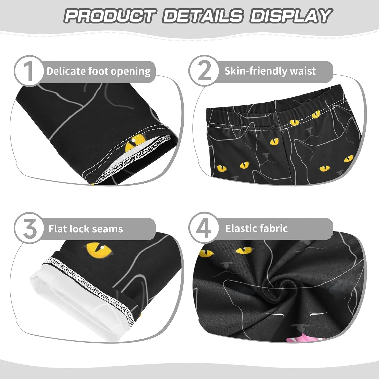 DOMIKING Cute Cat Kitten Cartoon Girl's Leggings Pants Kids' Yoga Pants Stretchy Dance Tights Bottoms 4 Years
