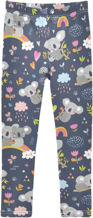 DOMIKING Cute Cat Kitten Cartoon Girl's Leggings Pants Kids' Yoga Pants Stretchy Dance Tights Bottoms 4 Years