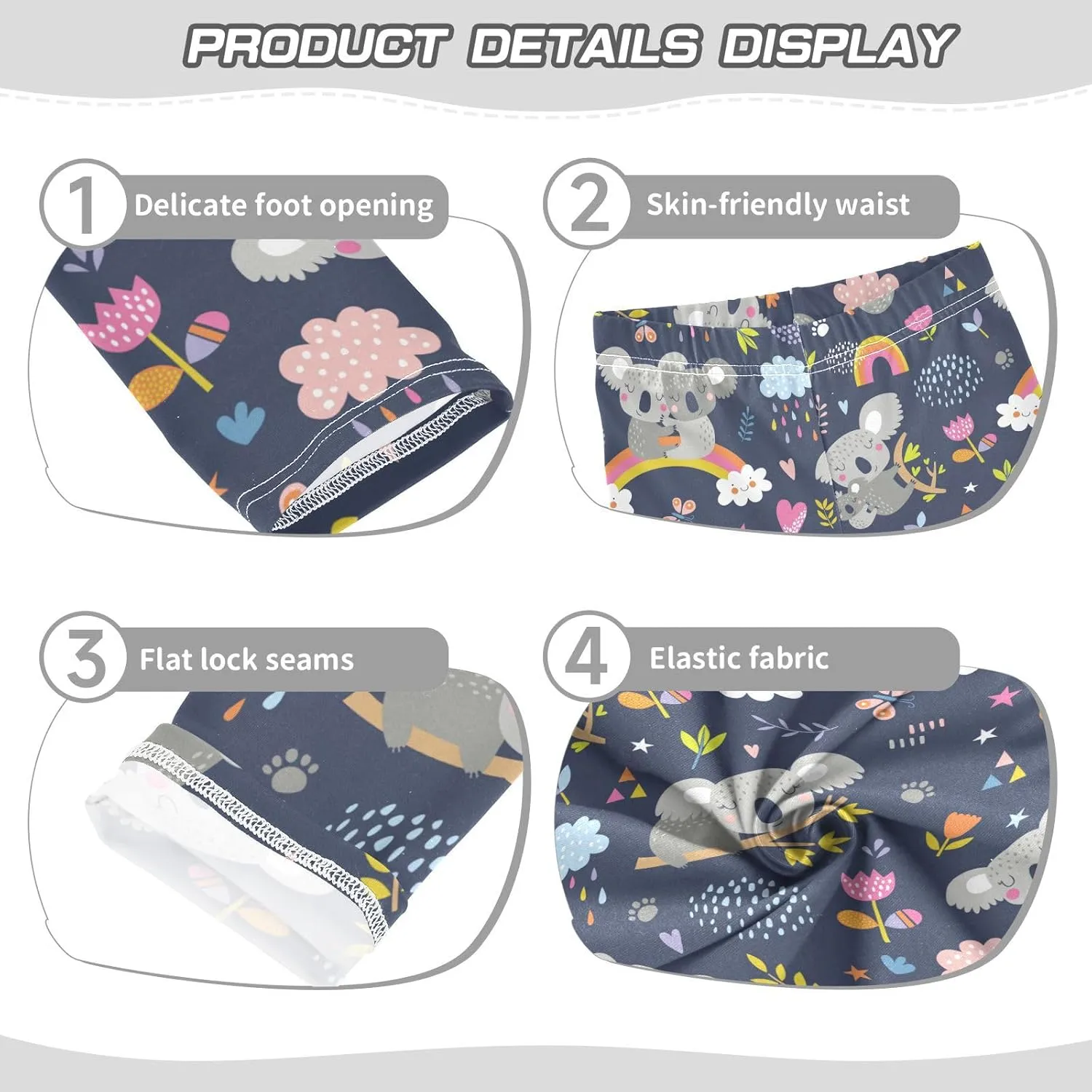DOMIKING Cute Cat Kitten Cartoon Girl's Leggings Pants Kids' Yoga Pants Stretchy Dance Tights Bottoms 4 Years