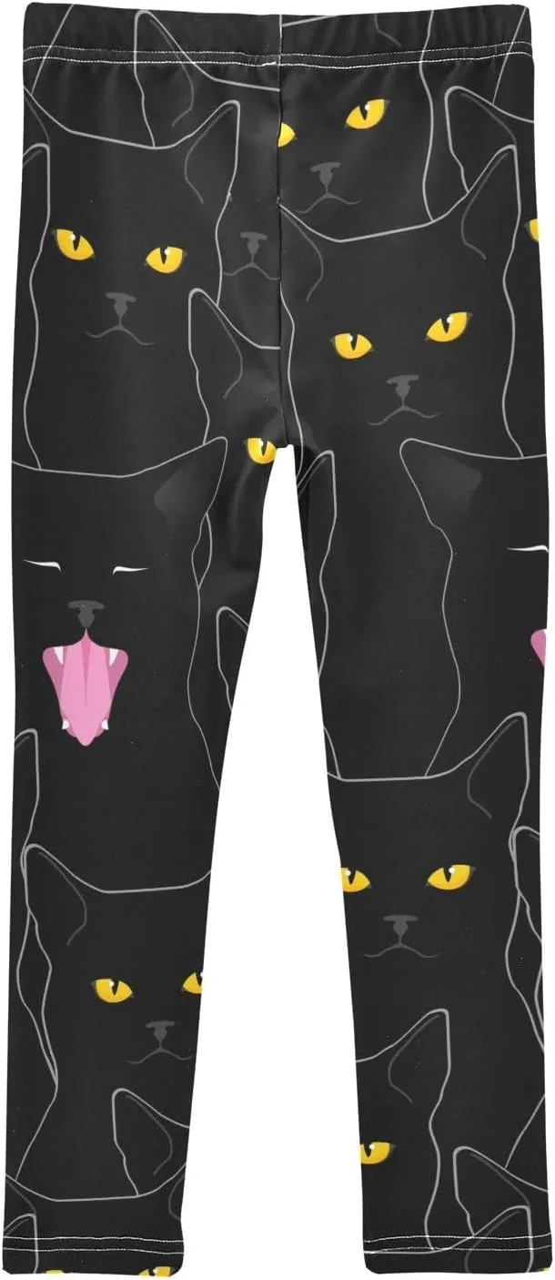 DOMIKING Cute Cat Kitten Cartoon Girl's Leggings Pants Kids' Yoga Pants Stretchy Dance Tights Bottoms 4 Years