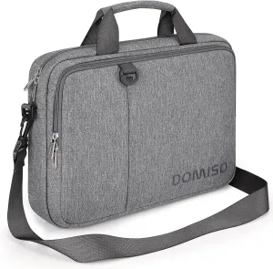 DOMISO 14 inch Laptop Bag Business Briefcase Water-resistant Notebook Messenger Shoulder Bag for 14" MacBook Pro/HP Stream 14 Chromebook 14/IdeaPad ThinkPad/ASUS ZenBook,Grey