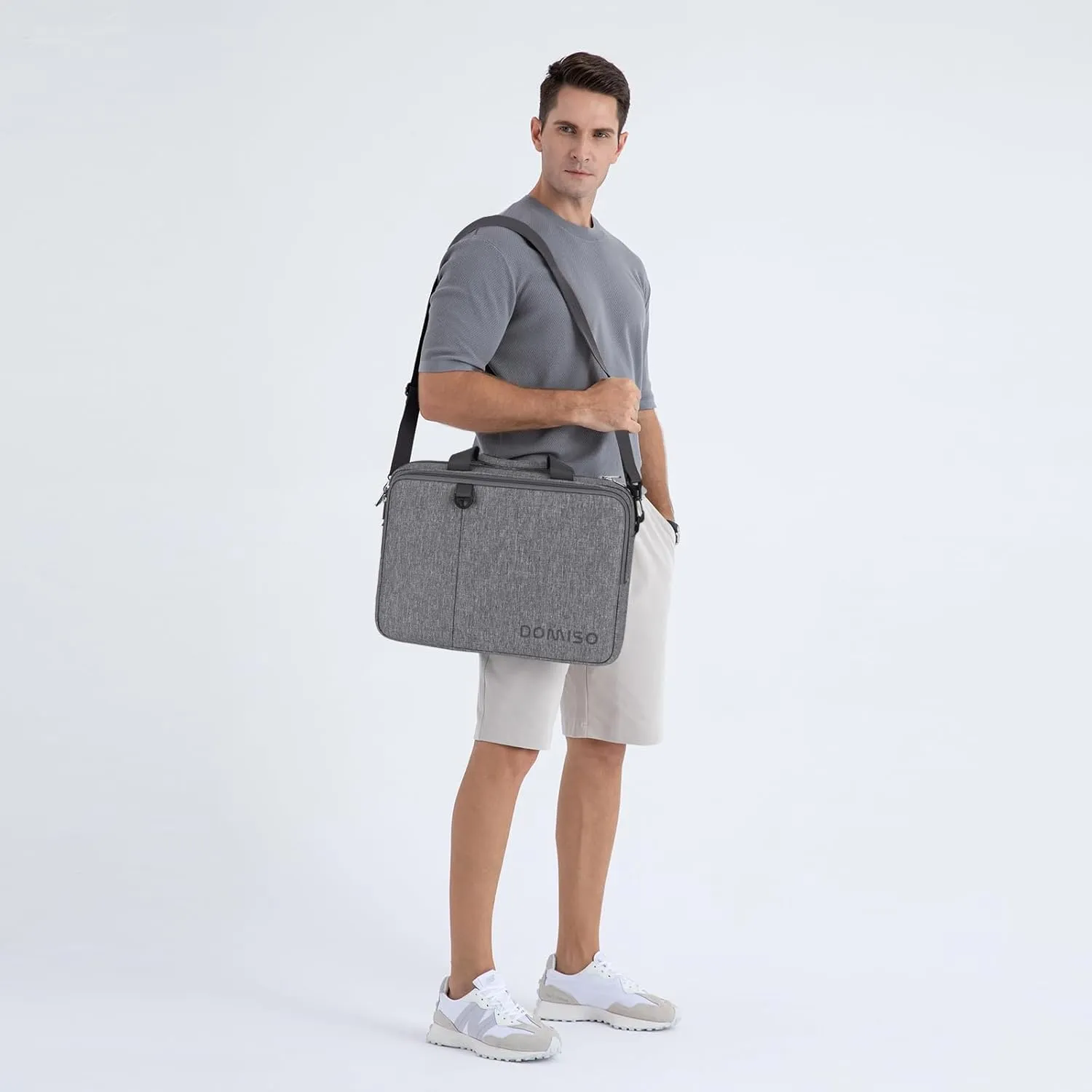 DOMISO 14 inch Laptop Bag Business Briefcase Water-resistant Notebook Messenger Shoulder Bag for 14" MacBook Pro/HP Stream 14 Chromebook 14/IdeaPad ThinkPad/ASUS ZenBook,Grey