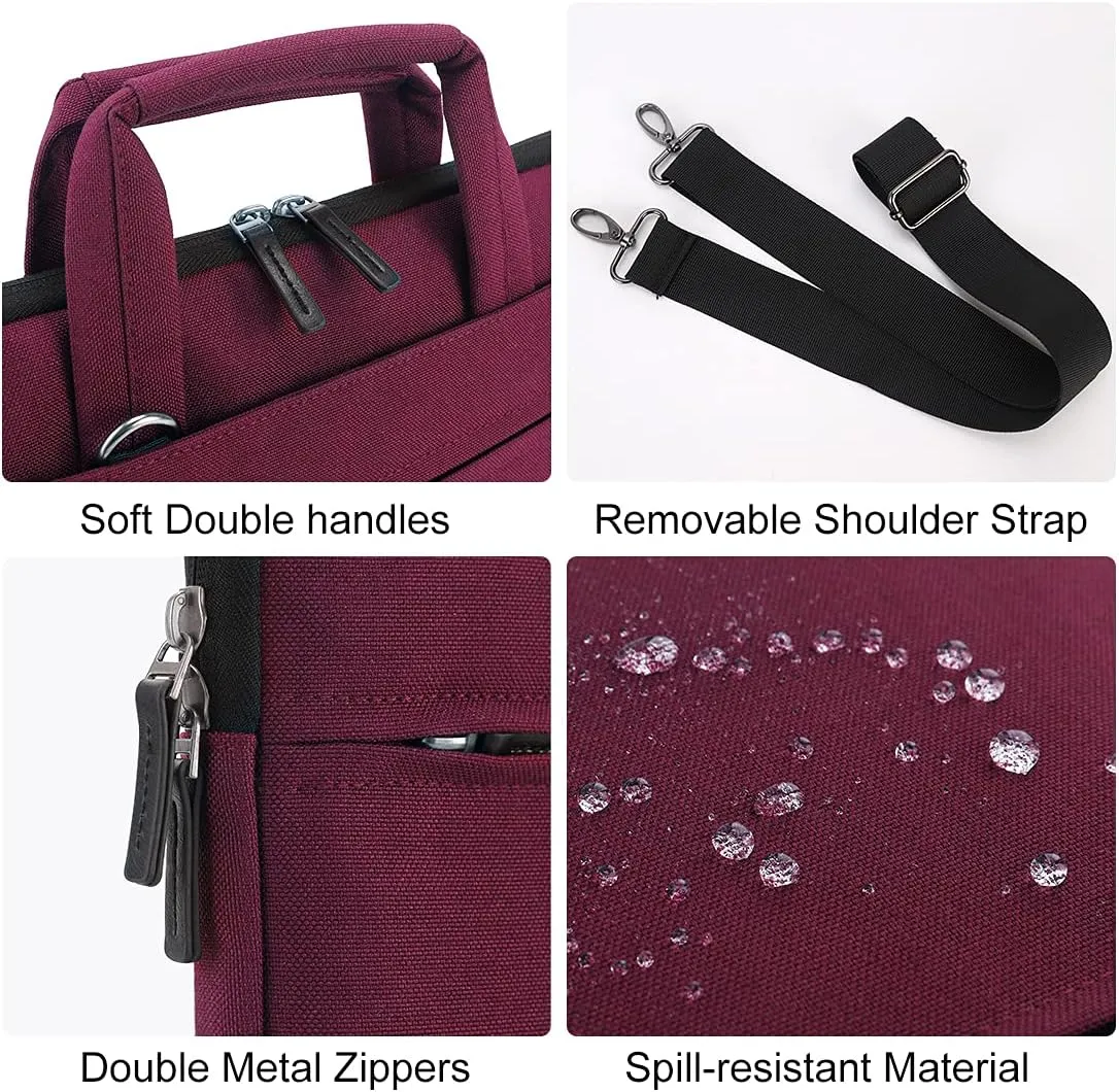 DOMISO 14 inch Laptop Bag Business Briefcase Water-resistant Notebook Messenger Shoulder Bag for 14" MacBook Pro/HP Stream 14 Chromebook 14/Lenovo IdeaPad ThinkPad/ASUS ZenBook/Dell Inspiron,Fuchsia