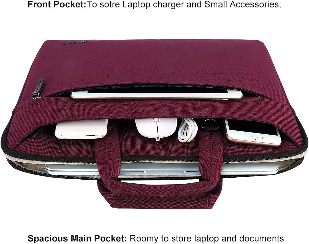 DOMISO 14 inch Laptop Bag Business Briefcase Water-resistant Notebook Messenger Shoulder Bag for 14" MacBook Pro/HP Stream 14 Chromebook 14/Lenovo IdeaPad ThinkPad/ASUS ZenBook/Dell Inspiron,Fuchsia