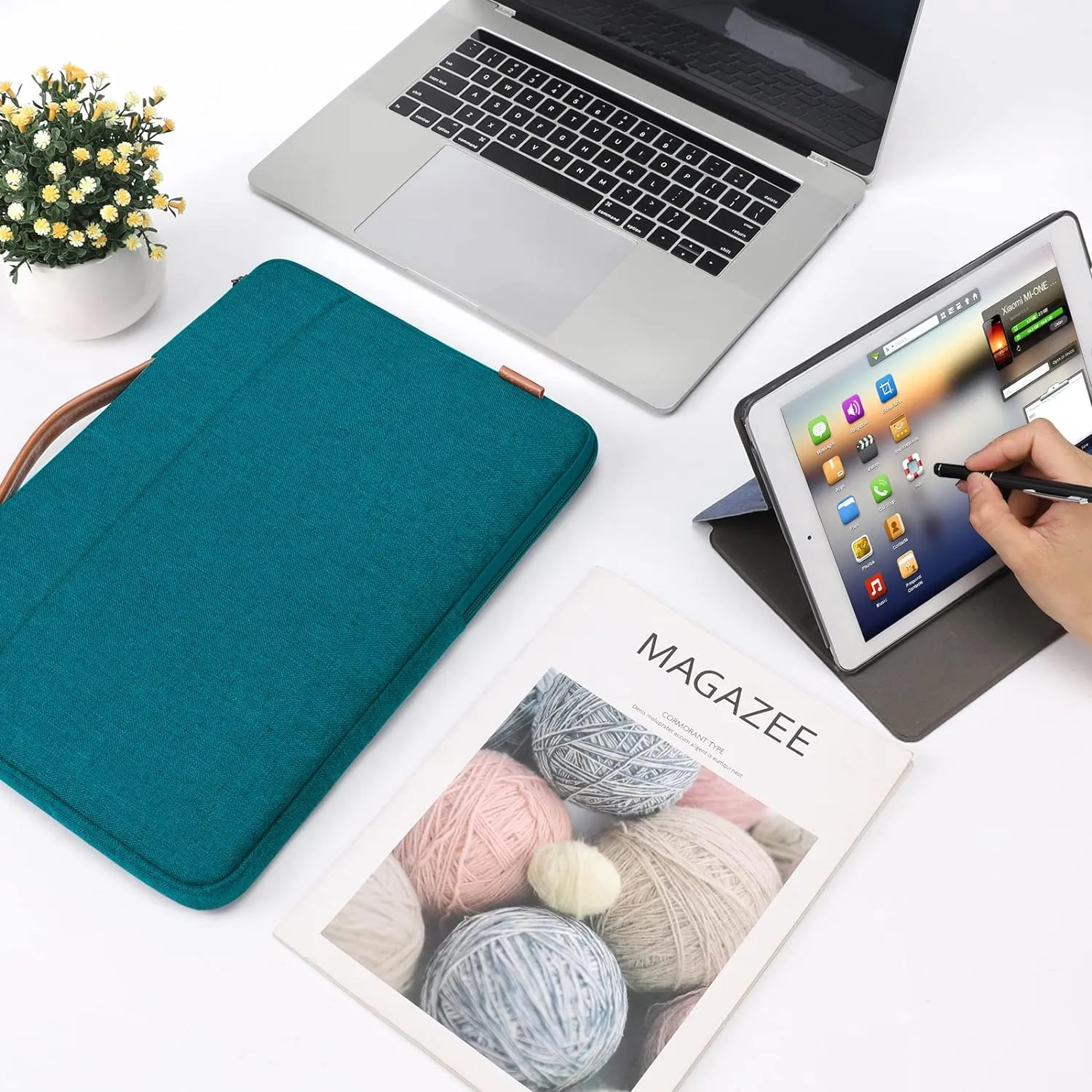 DOMISO 14 Inch Laptop Bag Cover Waterproof Shockproof Notebook Sleeve Case Shoulder Bag Protective Cover for 14" HP Stream 14 Pavilion 14/2017 Lenovo ThinkPad X1 Yoga 710/14" ThinkPad A475,Teal