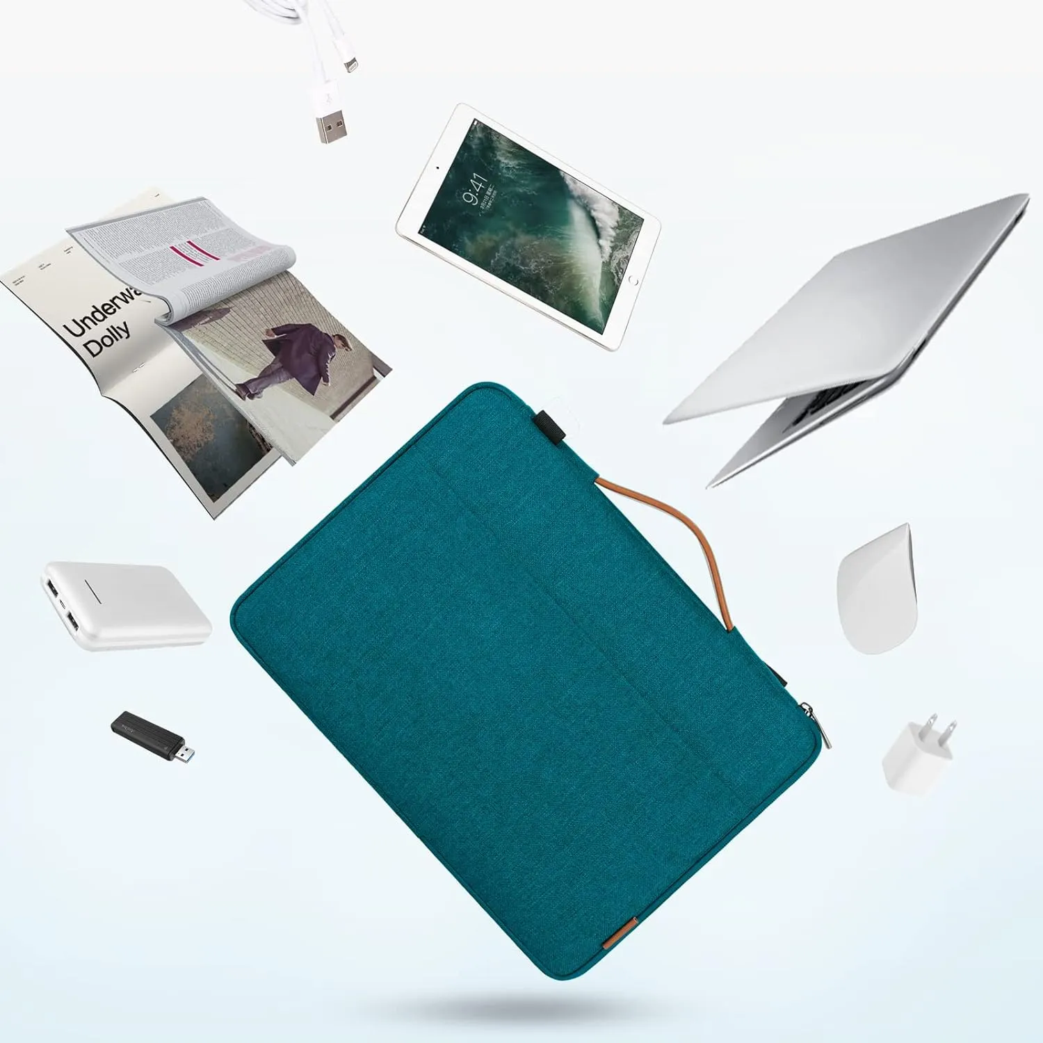 DOMISO 14 Inch Laptop Bag Cover Waterproof Shockproof Notebook Sleeve Case Shoulder Bag Protective Cover for 14" HP Stream 14 Pavilion 14/2017 Lenovo ThinkPad X1 Yoga 710/14" ThinkPad A475,Teal