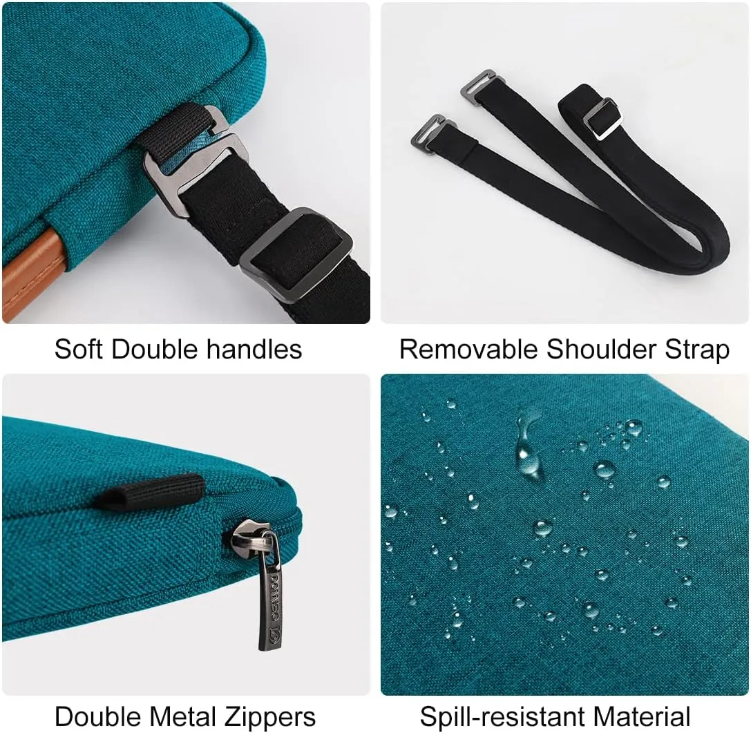 DOMISO 14 Inch Laptop Bag Cover Waterproof Shockproof Notebook Sleeve Case Shoulder Bag Protective Cover for 14" HP Stream 14 Pavilion 14/2017 Lenovo ThinkPad X1 Yoga 710/14" ThinkPad A475,Teal