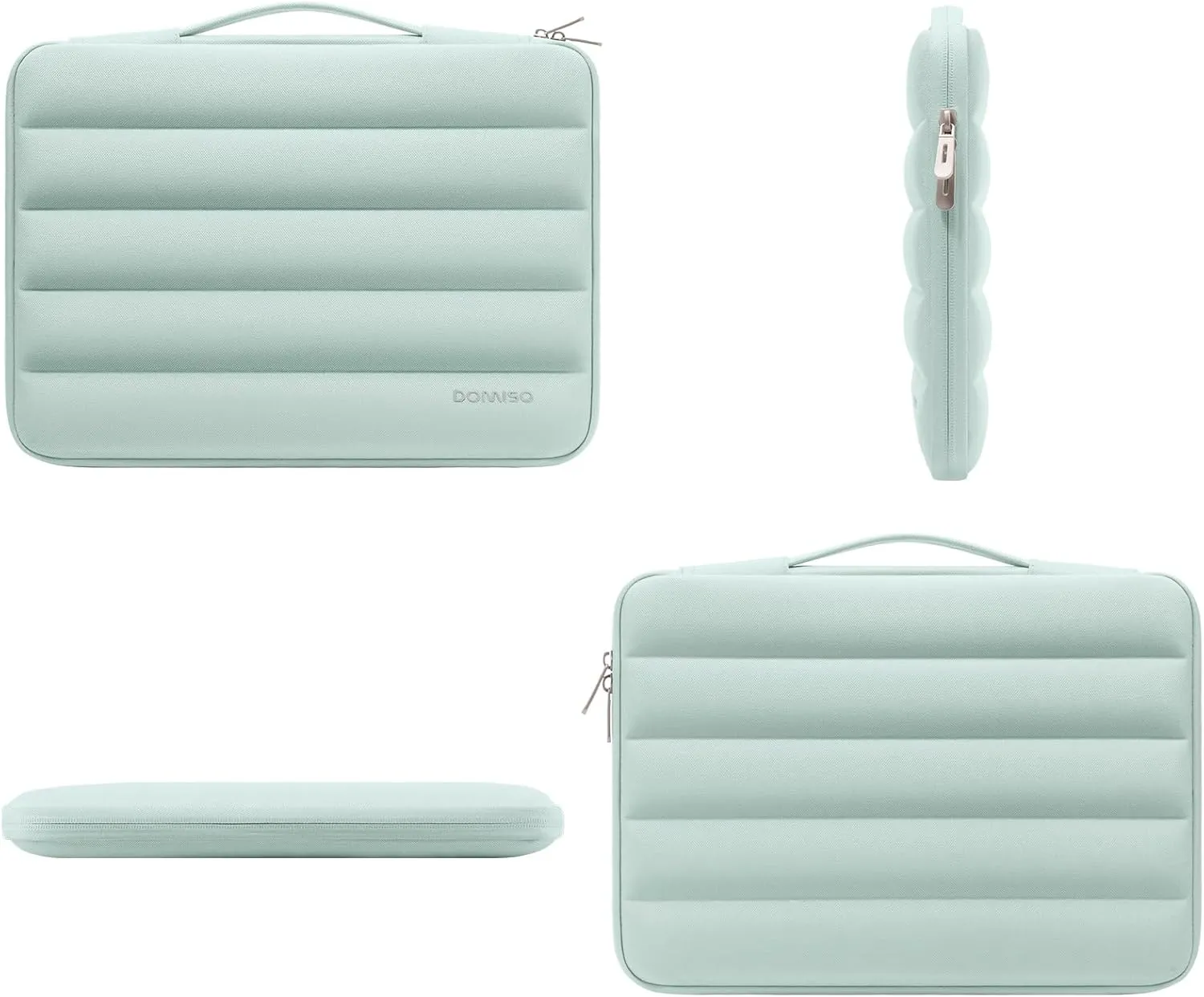 DOMISO 14 inch Laptop Sleeve Bag Shockproof Protective Carrying Case Water-Resistant Handbag with Handle Compatible with MacBook/HP/Dell,Mint Green