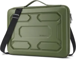 DOMISO 15.6 inch Laptop Sleeve Shoulder Bag Shockproof Computer Bag Waterproof EVA Protective Carrying Case for 15.6" Lenovo Yoga 720 IdeaPad 310 320 ThinkPad T570/Dell/HP Envy 15,Green