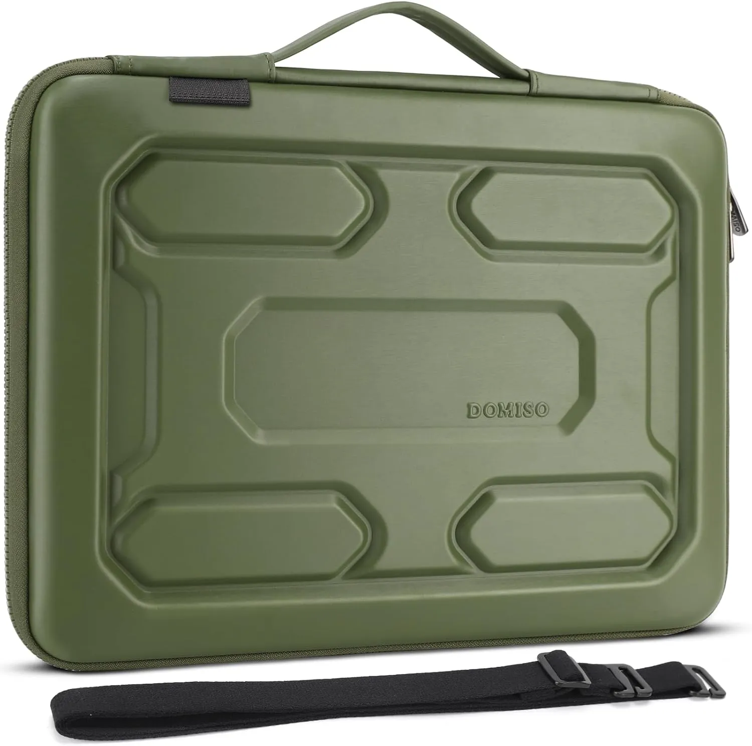 DOMISO 15.6 inch Laptop Sleeve Shoulder Bag Shockproof Computer Bag Waterproof EVA Protective Carrying Case for 15.6" Lenovo Yoga 720 IdeaPad 310 320 ThinkPad T570/Dell/HP Envy 15,Green