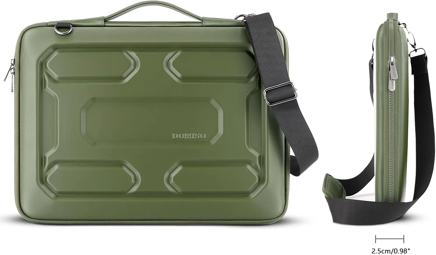 DOMISO 15.6 inch Laptop Sleeve Shoulder Bag Shockproof Computer Bag Waterproof EVA Protective Carrying Case for 15.6" Lenovo Yoga 720 IdeaPad 310 320 ThinkPad T570/Dell/HP Envy 15,Green