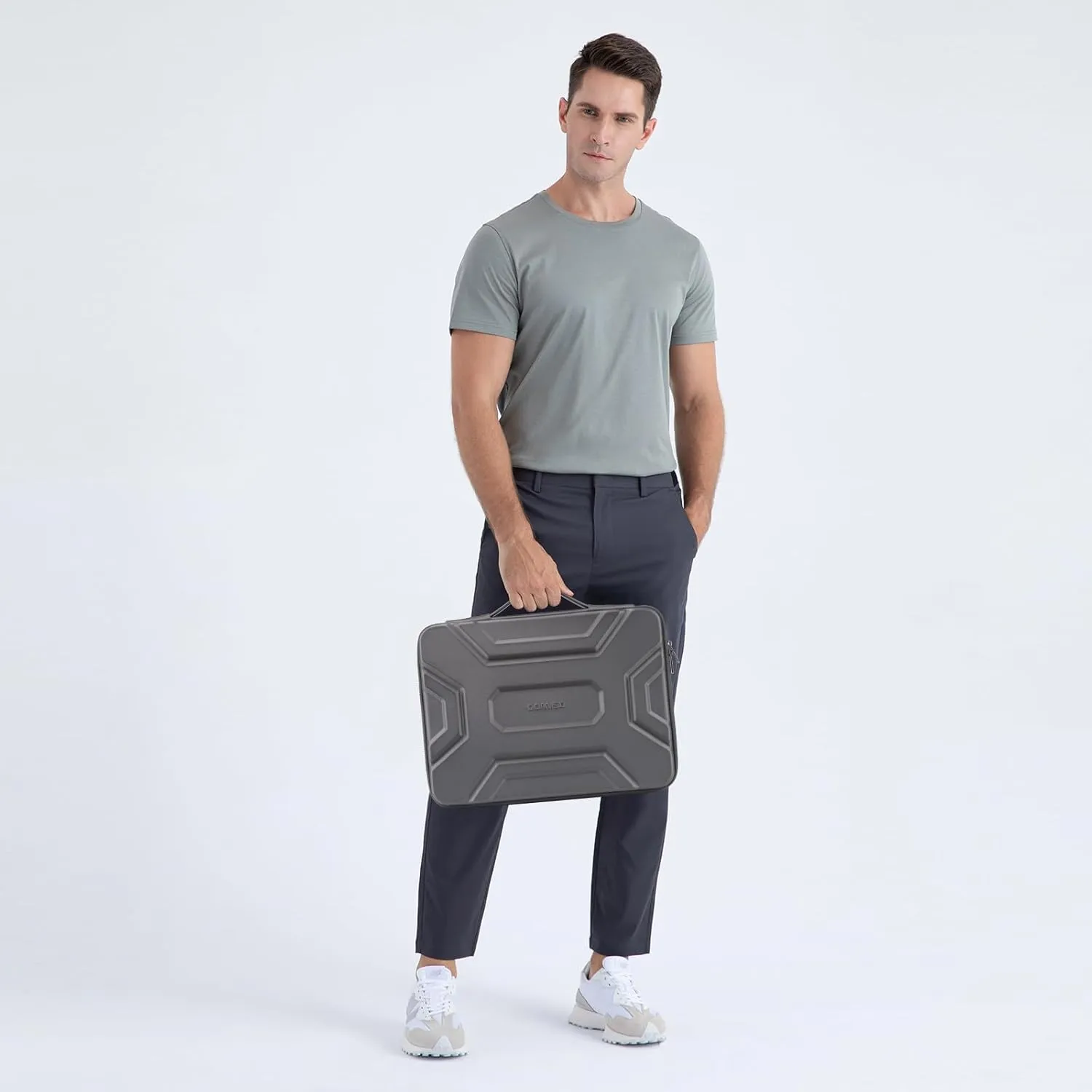 DOMISO 15.6 inch Laptop Sleeve Shoulder Bag Shockproof Computer Bag Waterproof EVA Protective Carrying Case for 16" MacBook Pro/Max M2 M1 2019-2023,15"-16" HP Dell Asus Laptop,Dell XPS 15,Dark Grey