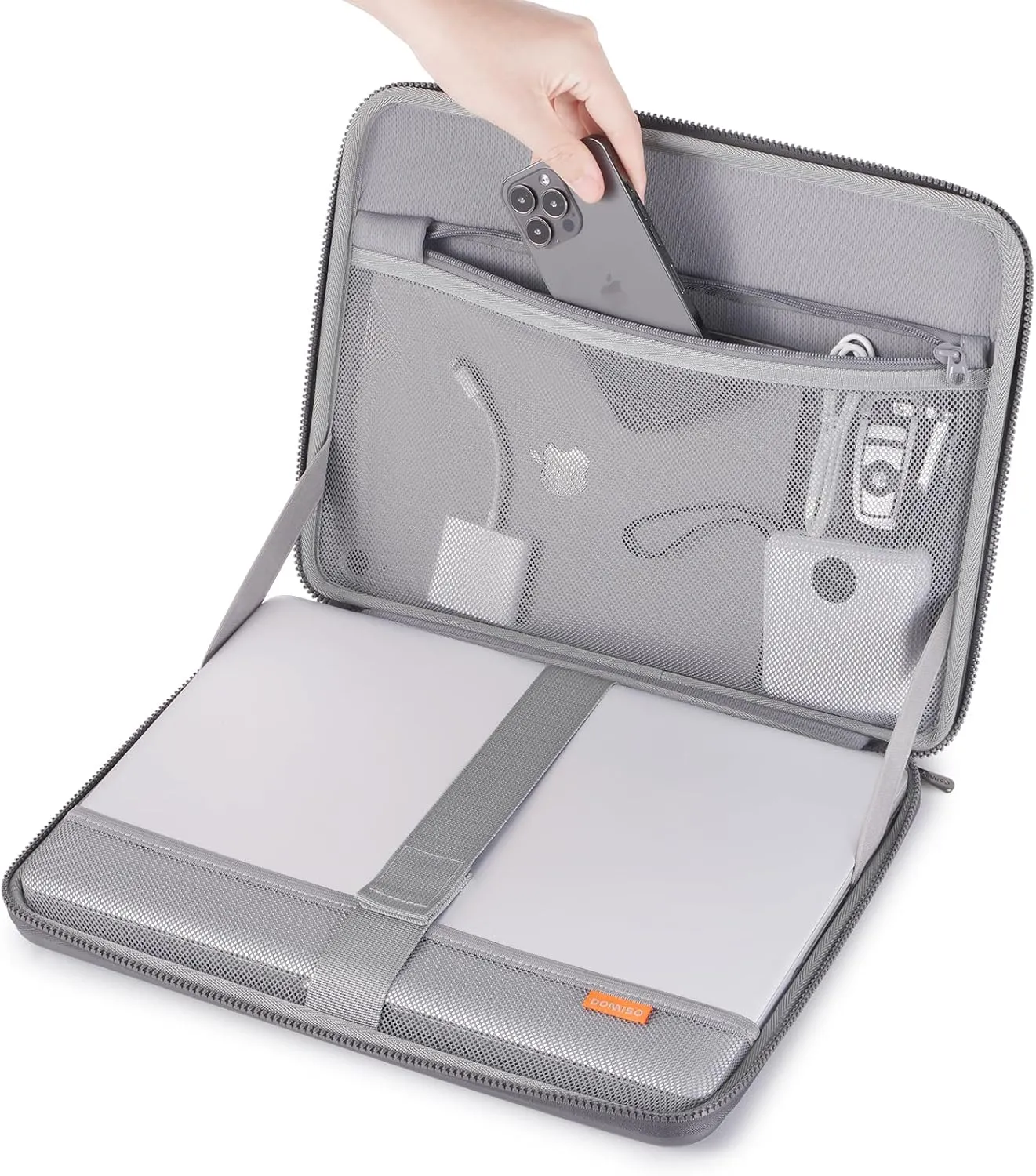 DOMISO 15.6 inch Laptop Sleeve Shoulder Bag Shockproof Computer Bag Waterproof EVA Protective Carrying Case for 16" MacBook Pro/Max M2 M1 2019-2023,15"-16" HP Dell Asus Laptop,Dell XPS 15,Dark Grey
