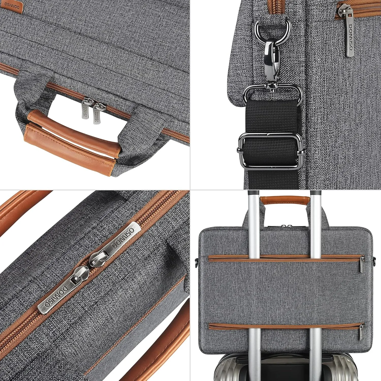 DOMISO 17 Inch Shockproof Laptop Sleeve Business Briefcase Waterproof Messenger Shoulder Bag for 17"-17.3" Notebooks/Dell/Lenovo/Acer/HP/MSI/ASUS, Dark Grey
