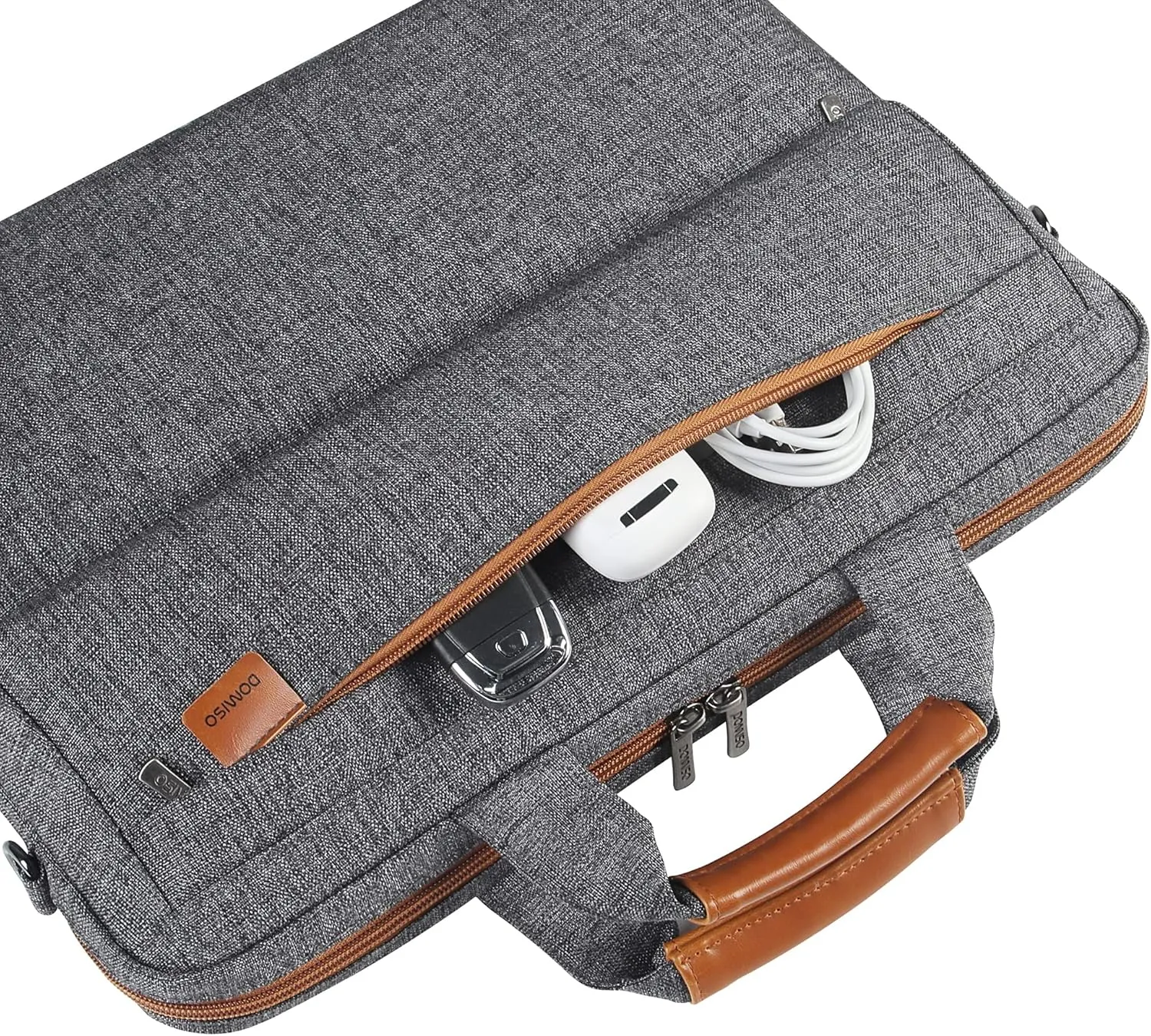 DOMISO 17 Inch Shockproof Laptop Sleeve Business Briefcase Waterproof Messenger Shoulder Bag for 17"-17.3" Notebooks/Dell/Lenovo/Acer/HP/MSI/ASUS, Dark Grey