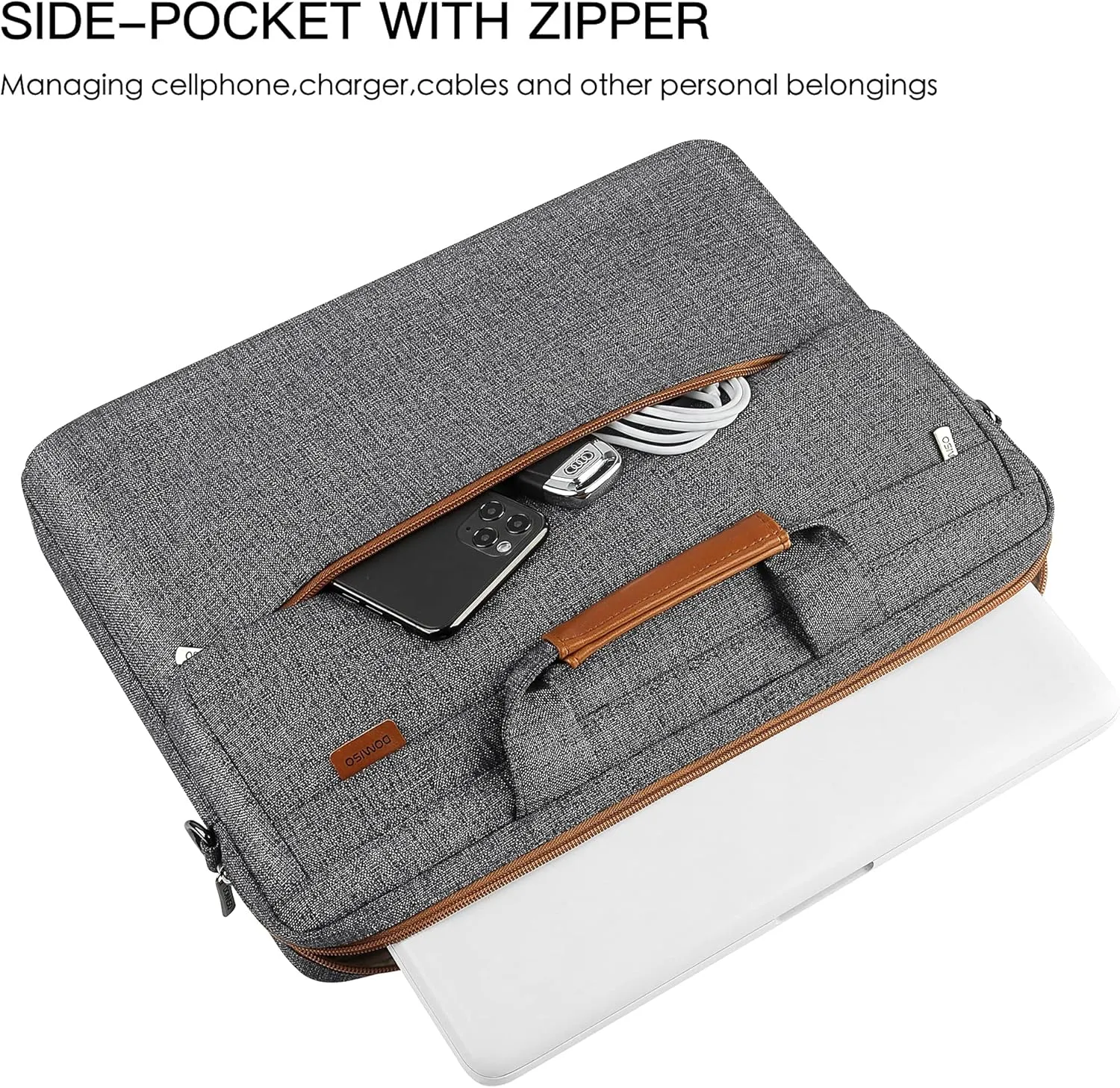 DOMISO 17 Inch Shockproof Laptop Sleeve Business Briefcase Waterproof Messenger Shoulder Bag for 17"-17.3" Notebooks/Dell/Lenovo/Acer/HP/MSI/ASUS, Dark Grey