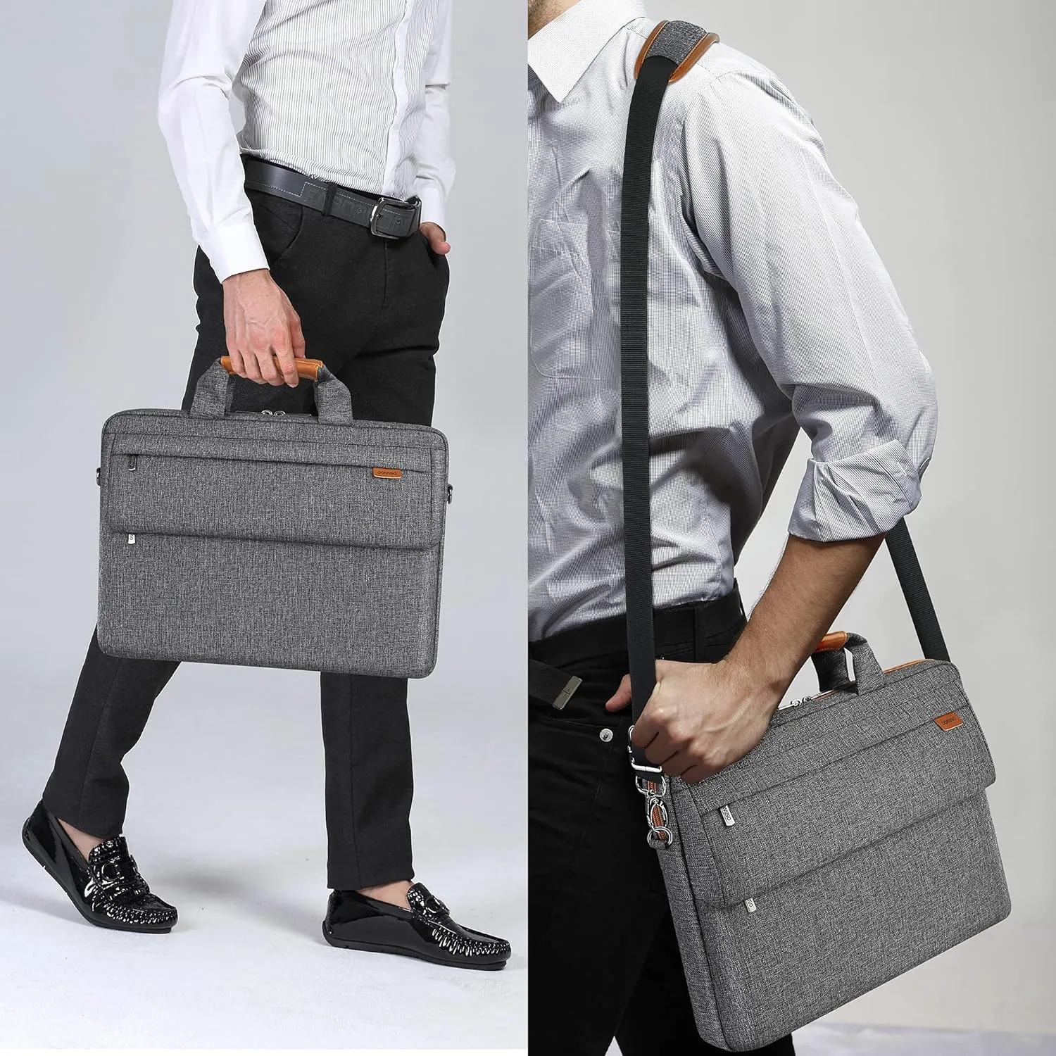 DOMISO 17 Inch Shockproof Laptop Sleeve Business Briefcase Waterproof Messenger Shoulder Bag for 17"-17.3" Notebooks/Dell/Lenovo/Acer/HP/MSI/ASUS, Dark Grey