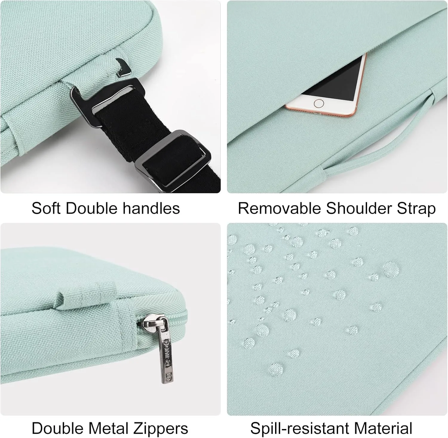 DOMISO 17.3 Inch Laptop Bag Cover Waterproof Shockproof Notebook Sleeve Case Shoulder Bag Protective Cover for 17.3" HP Pavilion 17/HP Envy 17/17/MSI/Lenovo IdeaPad 321,Mint Green