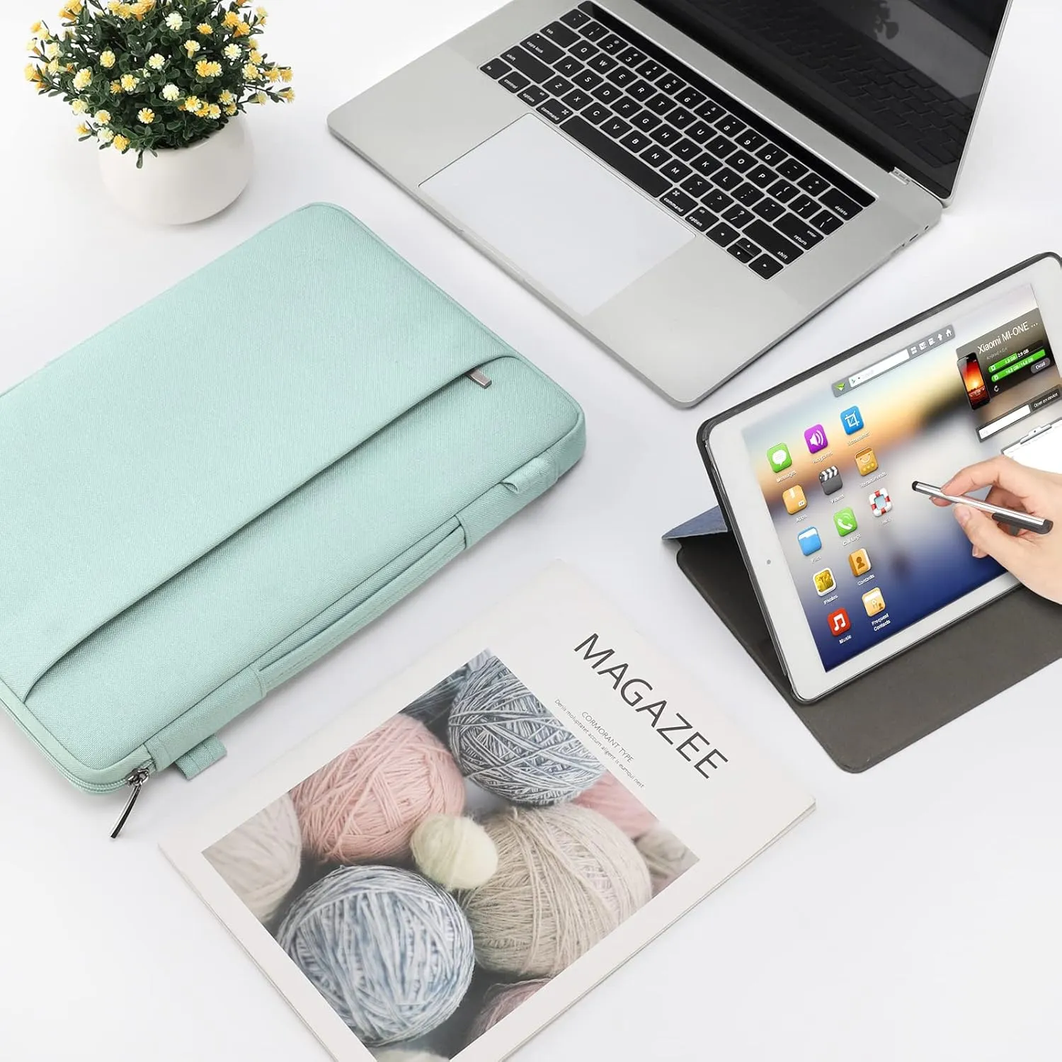 DOMISO 17.3 Inch Laptop Bag Cover Waterproof Shockproof Notebook Sleeve Case Shoulder Bag Protective Cover for 17.3" HP Pavilion 17/HP Envy 17/17/MSI/Lenovo IdeaPad 321,Mint Green