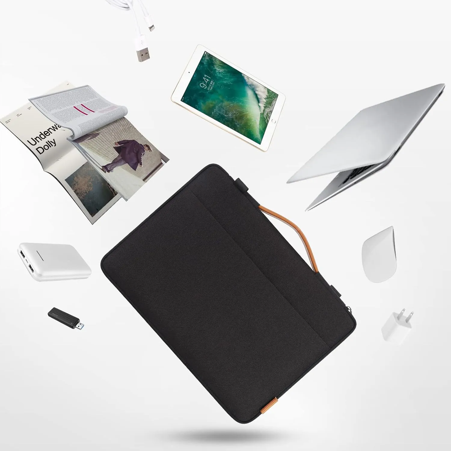 DOMISO 17.3 Inch Laptop Bag, Waterproof, Shockproof, Notebook Sleeve Case Shoulder Bag, Protective Cover for 17.3" Laptops, Black