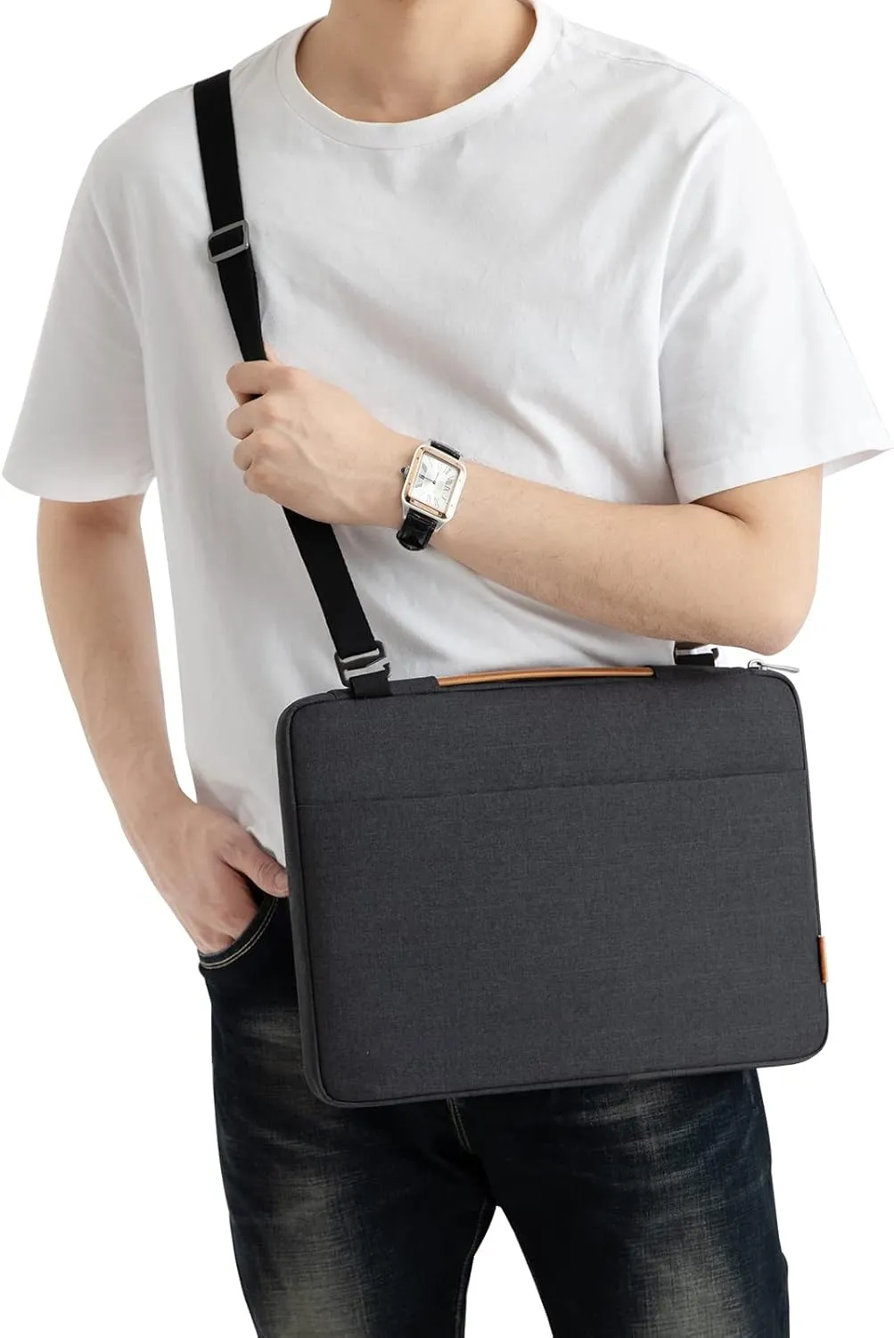 DOMISO 17.3 Inch Laptop Bag, Waterproof, Shockproof, Notebook Sleeve Case Shoulder Bag, Protective Cover for 17.3" Laptops, Black