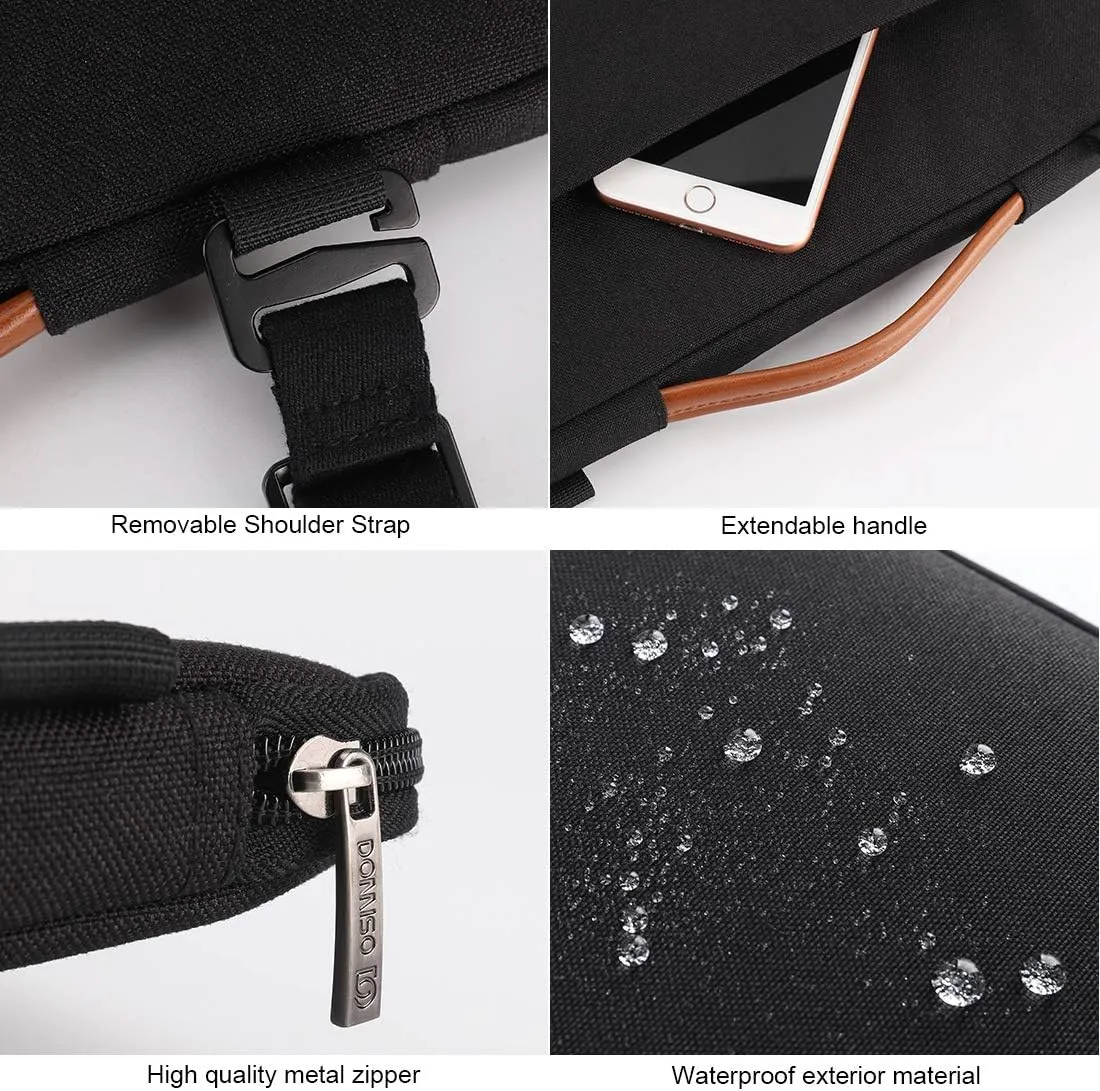 DOMISO 17.3 Inch Laptop Bag, Waterproof, Shockproof, Notebook Sleeve Case Shoulder Bag, Protective Cover for 17.3" Laptops, Black