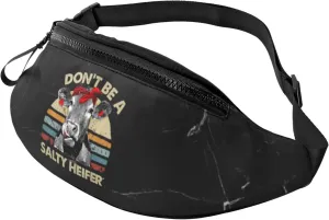 Dont Be A Salty Heifer Crossbody fanny pack for men and women, ideal for travel, sports and running, Black, 7210N-