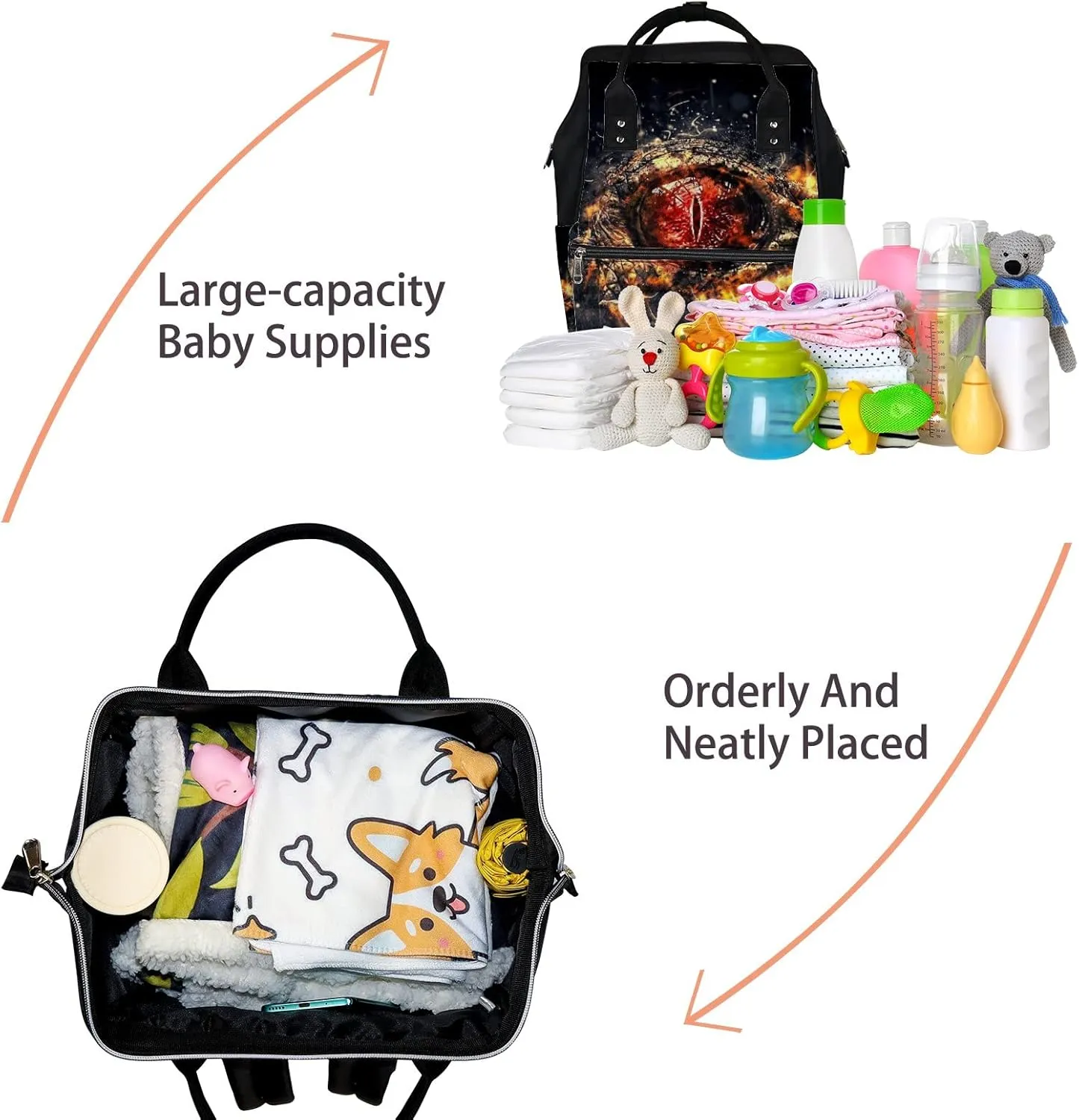 Dragon Zombie Eye Diaper Bag Backpack Waterproof Backpack Baby Nappy Changing Bag for Travel Large Capacity Durable and Stylish for Woman