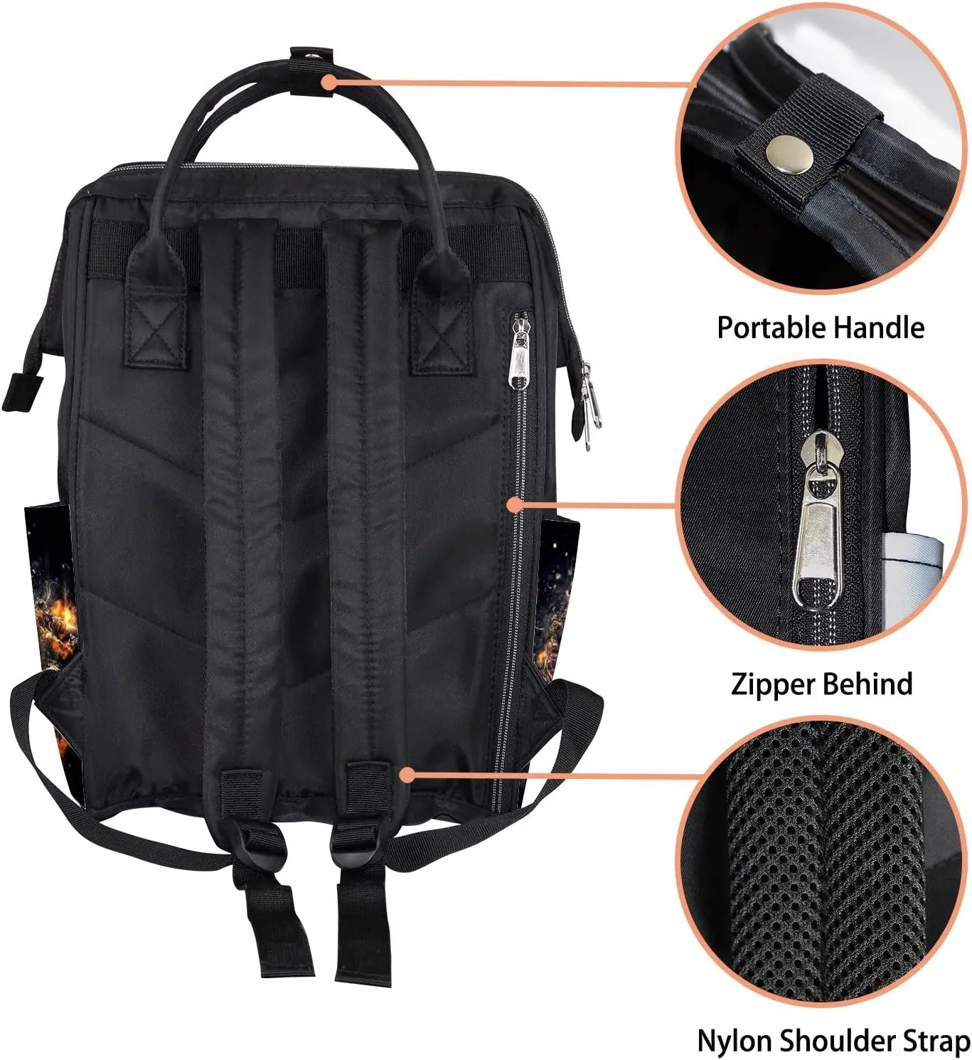 Dragon Zombie Eye Diaper Bag Backpack Waterproof Backpack Baby Nappy Changing Bag for Travel Large Capacity Durable and Stylish for Woman