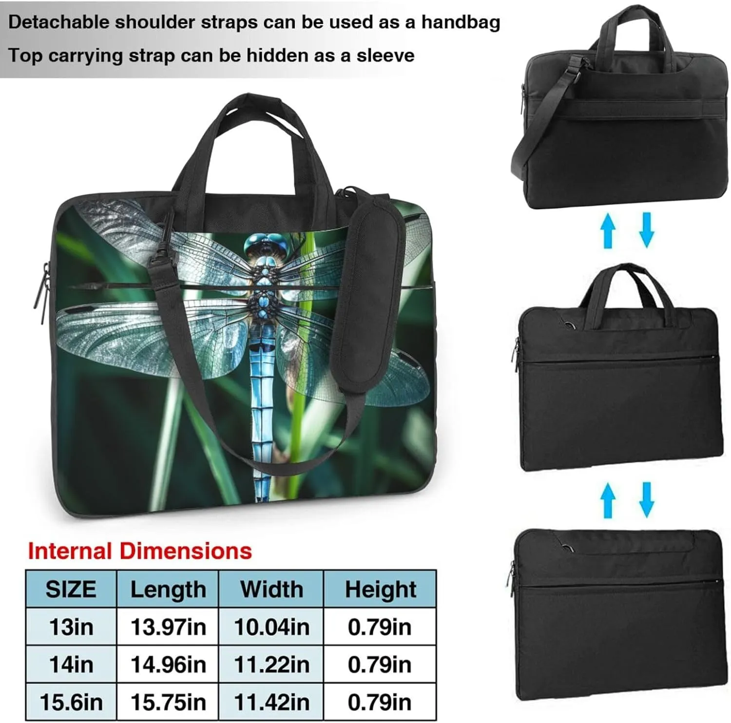 Dragonfly on Grass Blade Laptop Bag Laptop Messenger Shoulder Bag Travel Computer Bag for Women Men