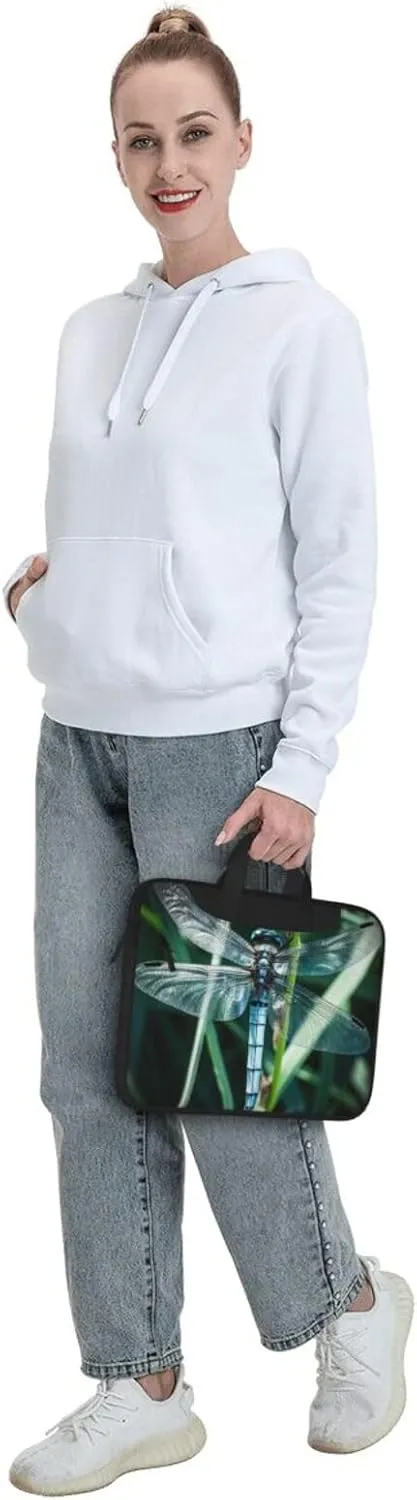 Dragonfly on Grass Blade Laptop Bag Laptop Messenger Shoulder Bag Travel Computer Bag for Women Men