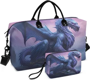 Drangon Sit Rock Purple Travel Duffel Bag Gym Bag Sports Tote Bag with Multiple Interior Pockets Shoulder Weekender Bag for Women Men with Toiletry Bag 20.5”x 7.9”x 13.8”