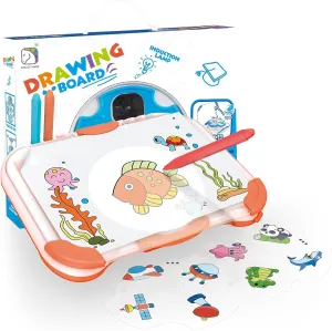 Drawing Projector for Kids, Light Up Tracing Pad with 64 Cartoon Patters and 6 Color Brushes, Educational Doodle Board Gifts for Boys Girls (Orange)