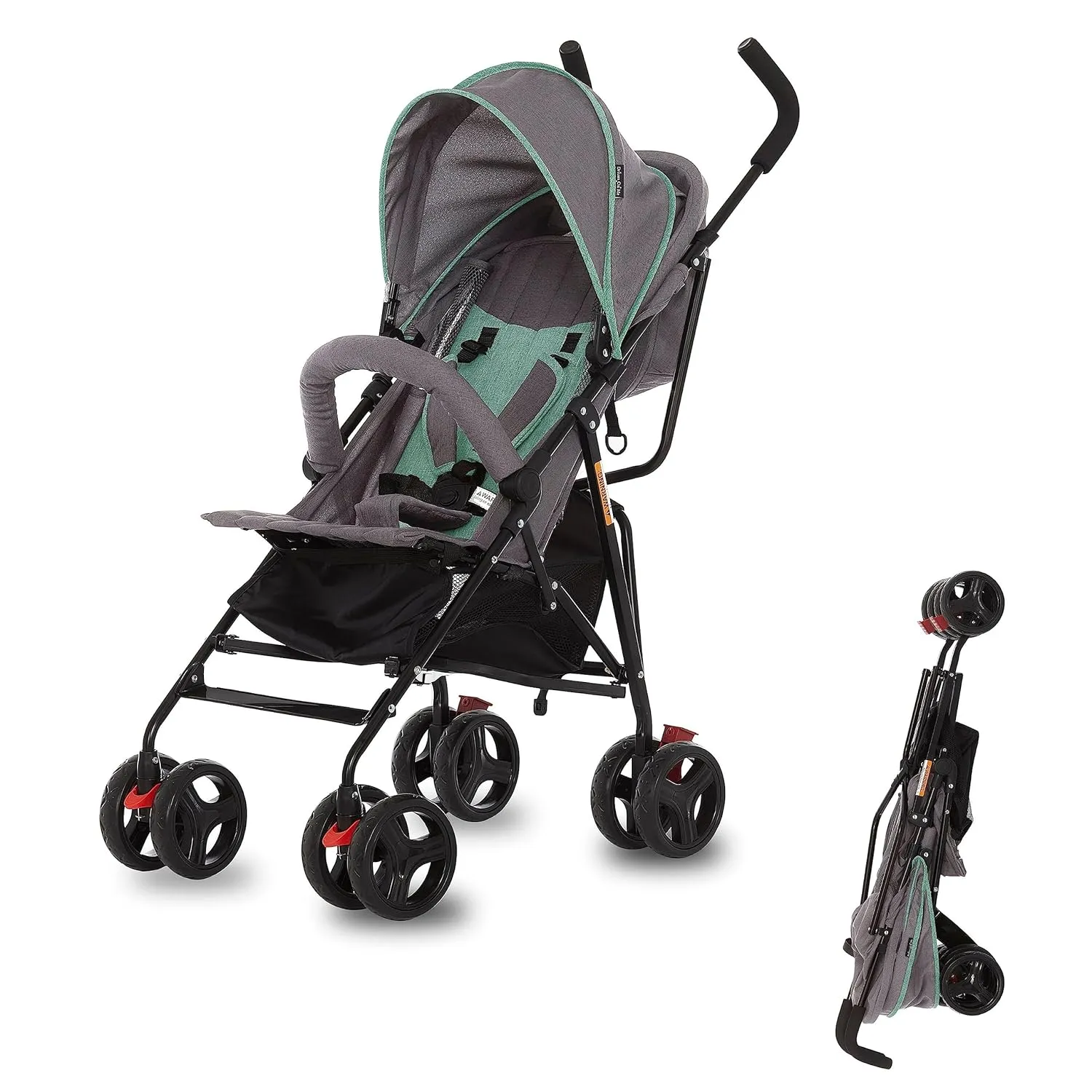 Dream On Me Vista Moonwalk Baby Stroller in Mint, Lightweight Infant Stroller with Compact Fold, Multi-Position Recline Umbrella Stroller with Canopy, Extra Large Storage and Cup Holder