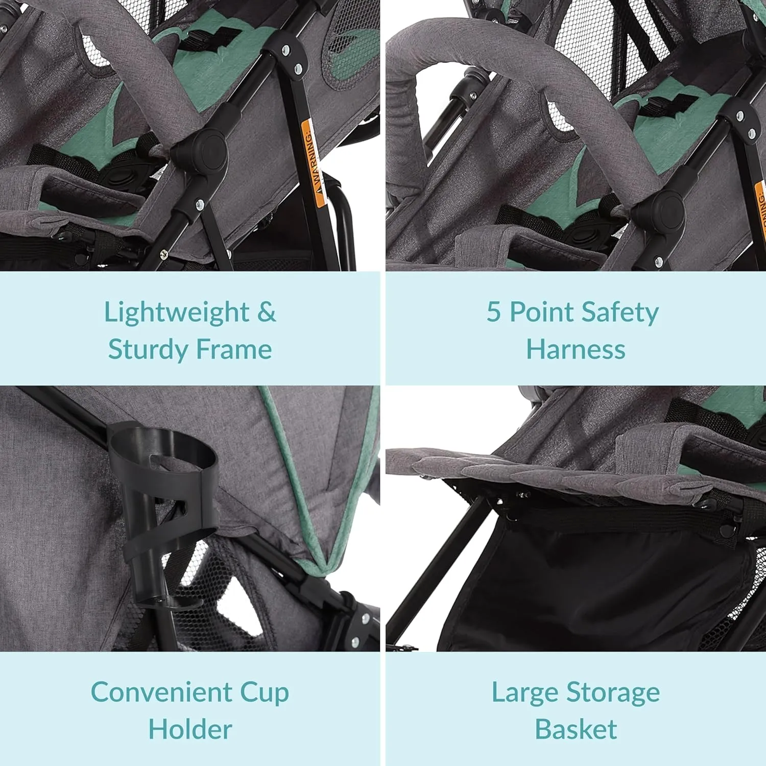 Dream On Me Vista Moonwalk Baby Stroller in Mint, Lightweight Infant Stroller with Compact Fold, Multi-Position Recline Umbrella Stroller with Canopy, Extra Large Storage and Cup Holder