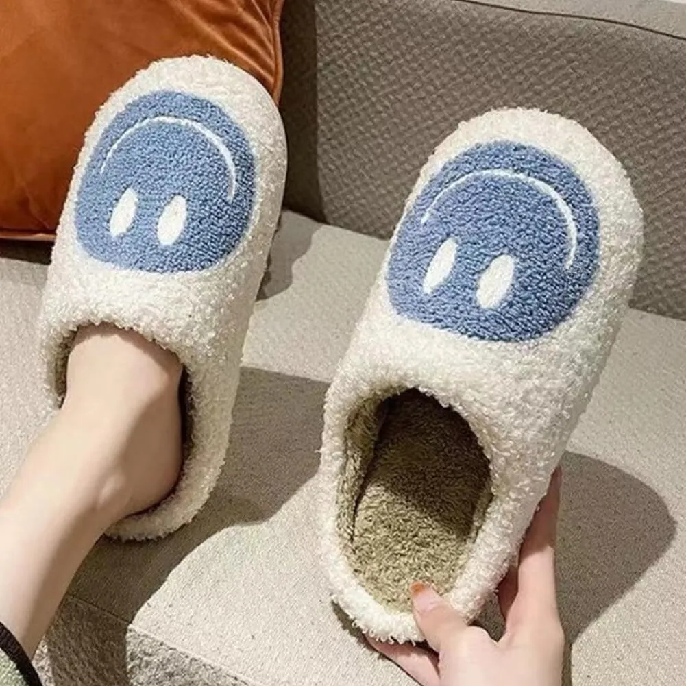 dubuto Smile Face Slippers for Girls Boys, Cute Soft Plush Anti-slip House Kids Girls Slippers with Memory Foam Warm Cartoon Happy face Shoes for Indoor Outdoor