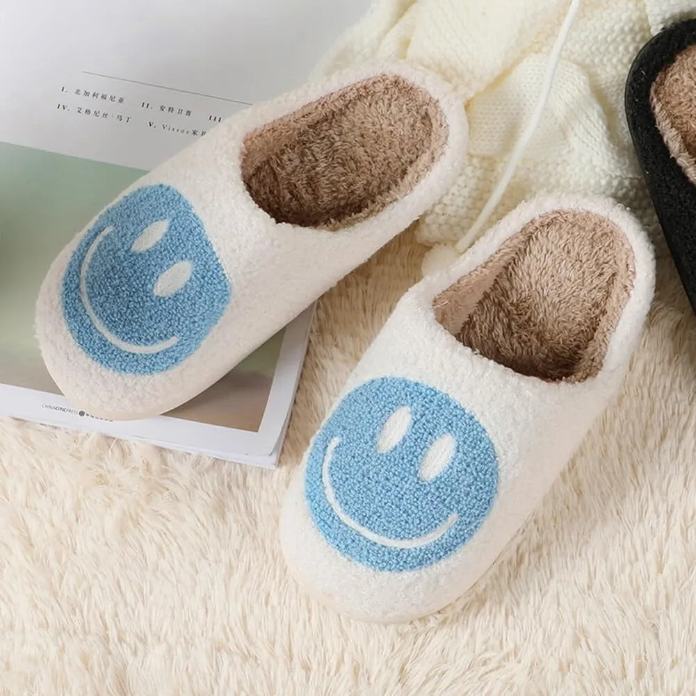 dubuto Smile Face Slippers for Girls Boys, Cute Soft Plush Anti-slip House Kids Girls Slippers with Memory Foam Warm Cartoon Happy face Shoes for Indoor Outdoor