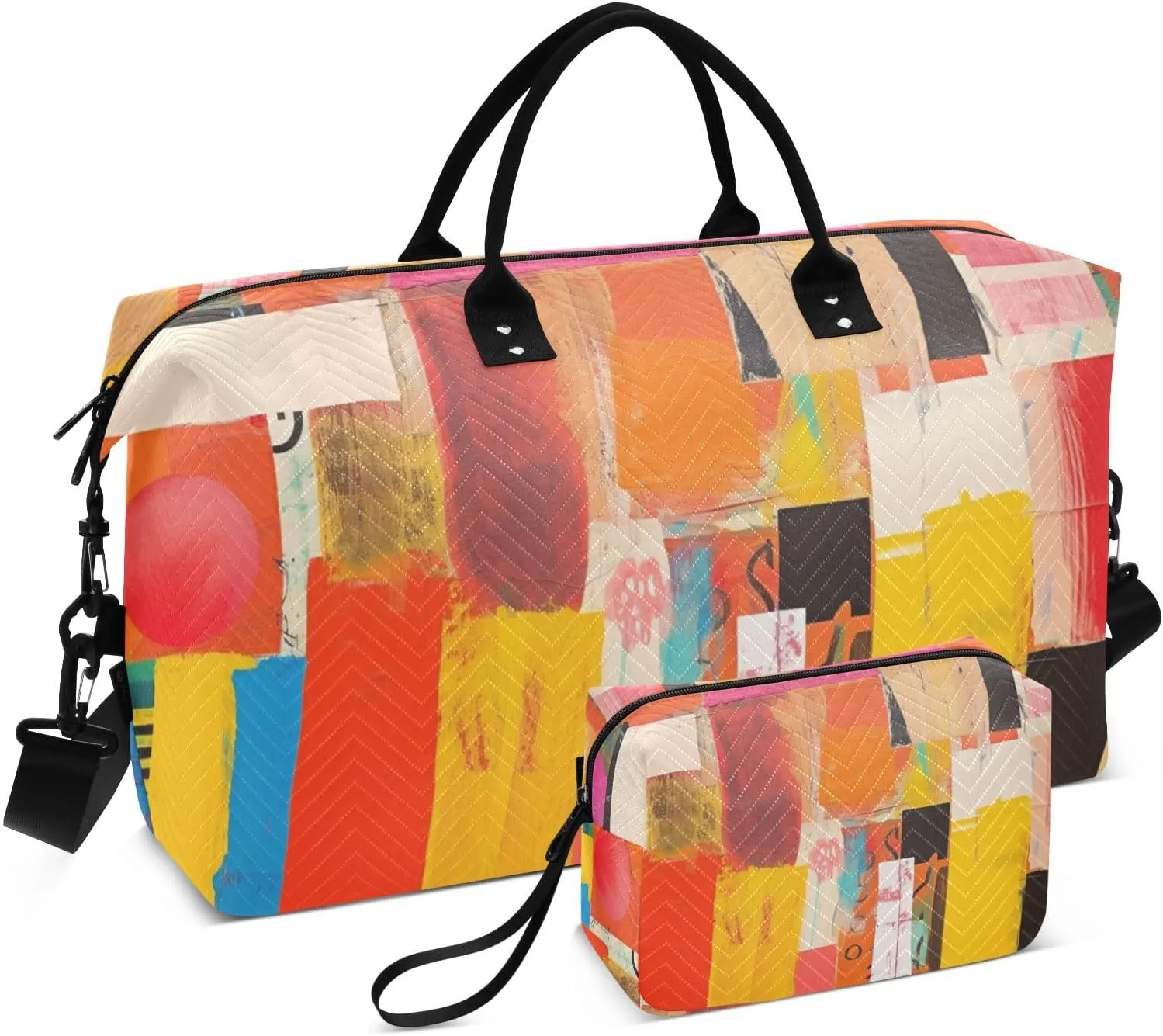 Duffel Bag for Traveling, Brightly Colored Abstract Painting Gym Bags with Multiple Interior Pockets for Women Men Toiletry Purse Included 20.5”x 1.9” x 13.8”