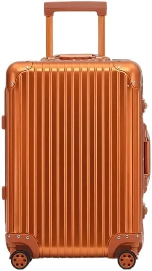 Duffle Bag All-aluminum Magnesium Alloy Trolley Case Metal Suitcase Universal Wheel Boarding Case 24-inch Suitcase Suitcase Tags(Orange,32cm)