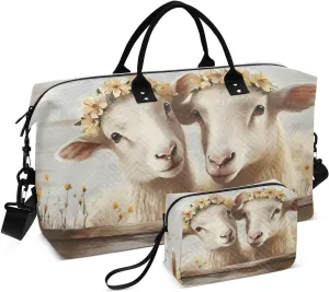 Duffle Bag Sheep Garland Fence Cute for Travel, Gym Bag with Multiple Interior Pockets for Men Women Overnight Purse Included 20.5 x 1.9 x 13.8 In