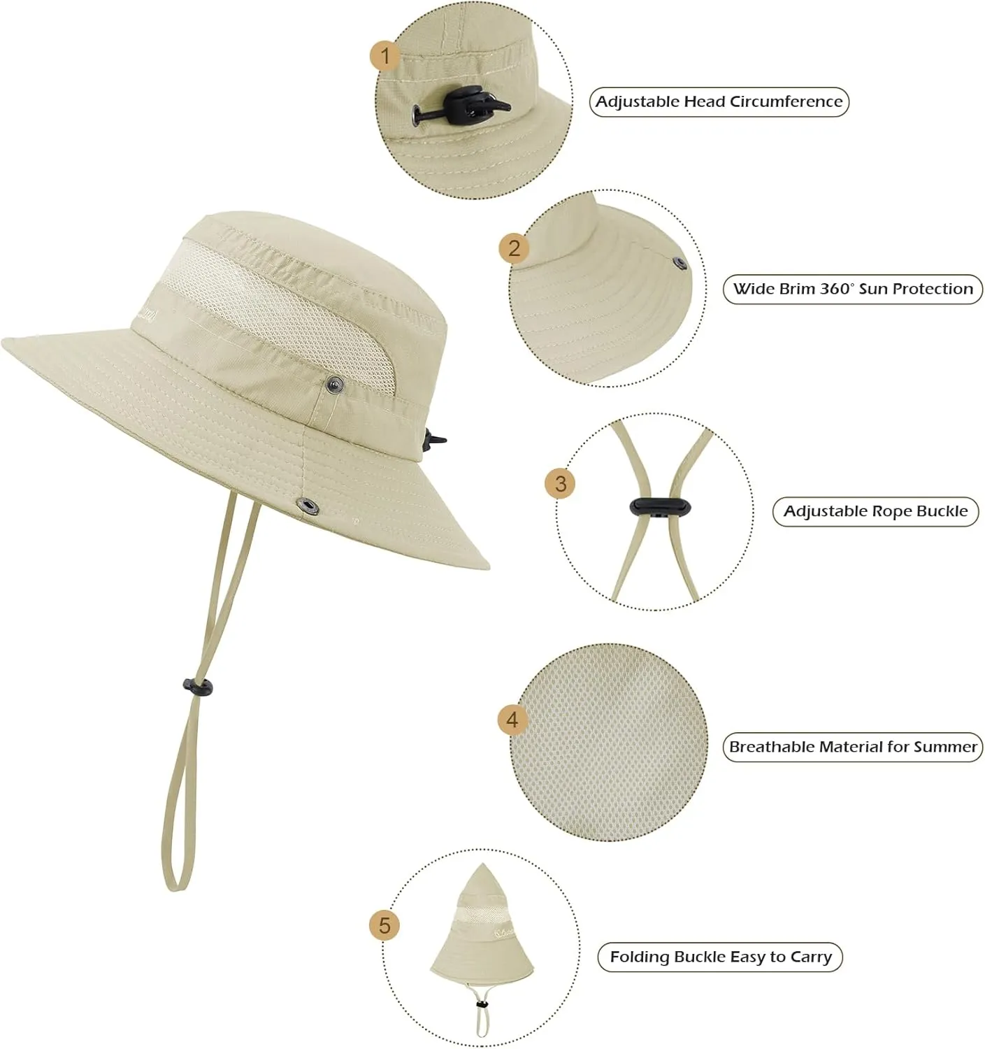 Durio Kids Sun Hats - UPF 50  Wide Brim Sun Protection for Boys & Girls