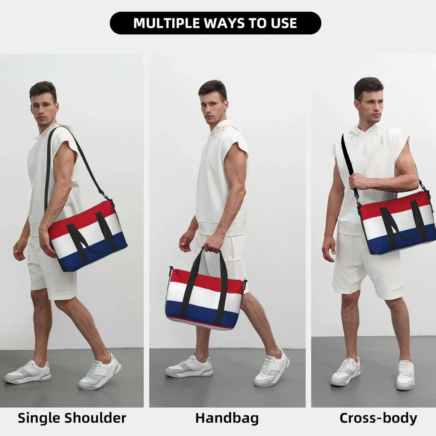 Dutch Flag Travel Duffel Bag Carry On Tote Bags For Men,Weekender Overnight Bag,Sports Tote Gym Bag