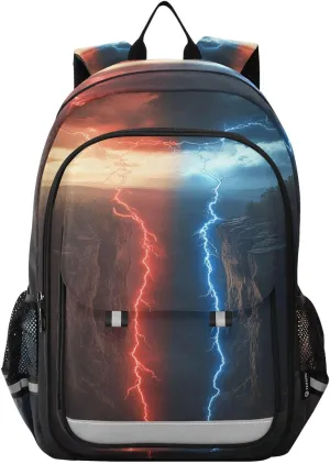 Ed and Blue Lightning Canyon Multi Compartment Student Backpack Reflective Stripes Travel Bag Casual Daypack School Bags for Boys Girls